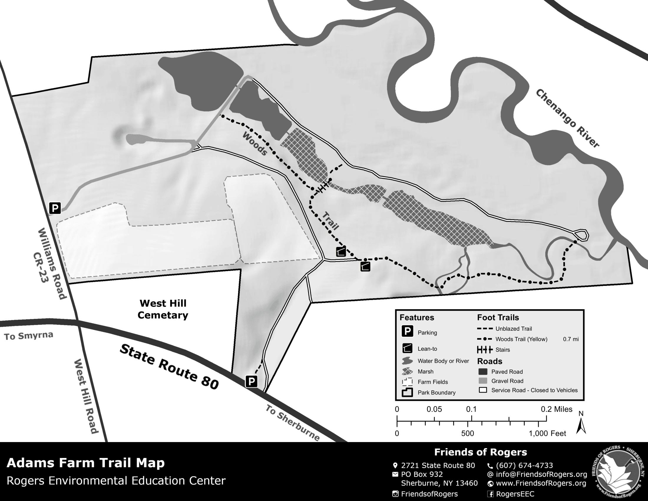 Adams Farm Black and White Map